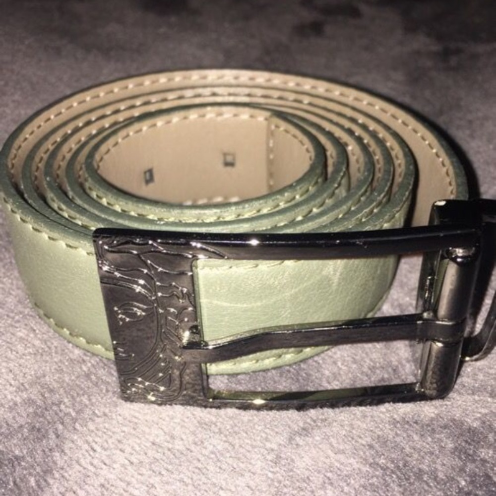 Versace Leather Belt, Olive Green size 36-38 waist